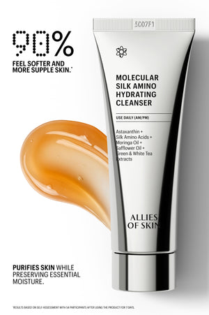 Hydrating Cleanser tube with gel texture, 90% feel softer skin