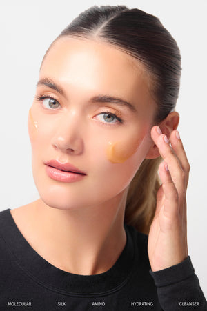 Model with Hydrating Cleanser texture under eye